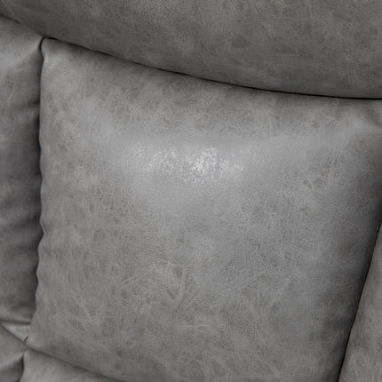 Manual Recliner Armchair with Footrest, Cup Holders & Faux Leather, 86x93x102cm - Grey