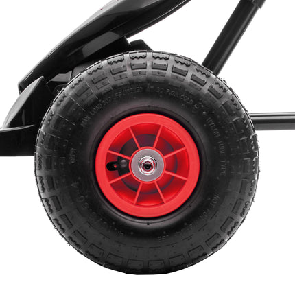 Children's Adjustable Pedal Go Kart with Handbrake and Inflatable Tyres for Ages 5-12 - Red