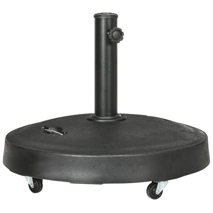 Resin Garden Parasol Base with Wheels and Retractable Handles for 38-48mm Poles - Black