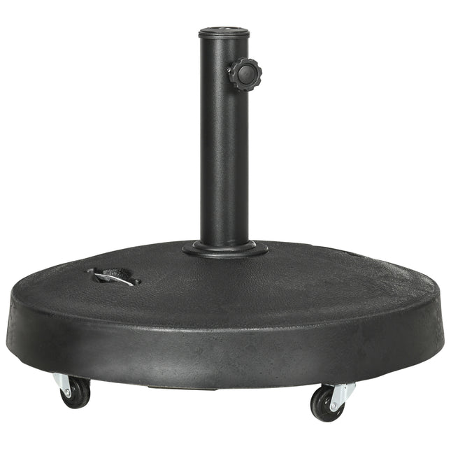 Resin Garden Parasol Base with Wheels and Retractable Handles for 38-48mm Poles - Black