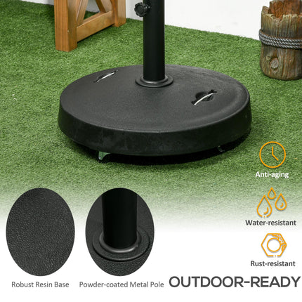 Resin Garden Parasol Base with Wheels and Retractable Handles for 38-48mm Poles - Black