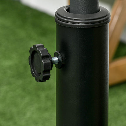 Resin Garden Parasol Base with Wheels and Retractable Handles for 38-48mm Poles - Black