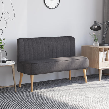 Modern Double Seat Loveseat Sofa 2 Seater Compact Padded Linen Wood Leg - Dark Grey