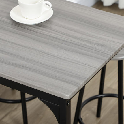 Five-Piece Industrial Bar Table Set with Four Stools - Grey/Black