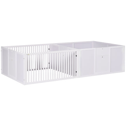 7-Panel Two-Room Puppy Playpen with 3 Doors for Baby Dogs - White