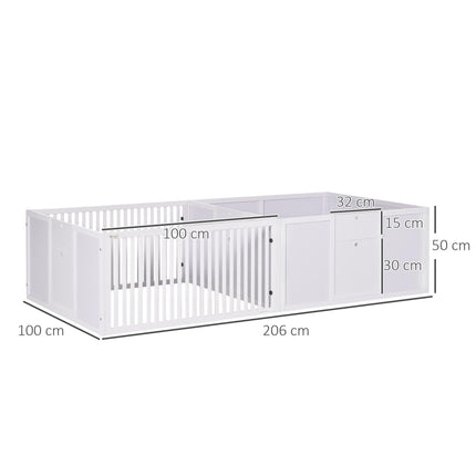 7-Panel Two-Room Puppy Playpen with 3 Doors for Baby Dogs - White