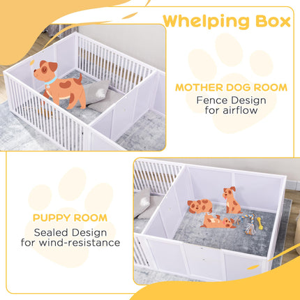 7-Panel Two-Room Puppy Playpen with 3 Doors for Baby Dogs - White