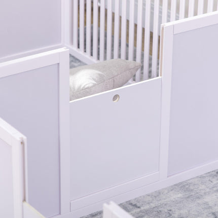 7-Panel Two-Room Puppy Playpen with 3 Doors for Baby Dogs - White