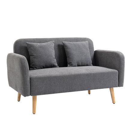 2-Seat Chenille Loveseat Sofa with Rubberwood Legs - Grey
