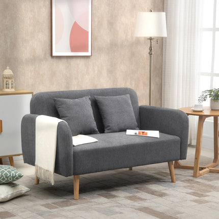 2-Seat Chenille Loveseat Sofa with Rubberwood Legs - Grey