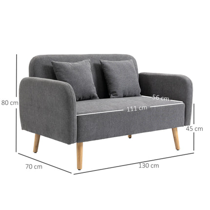 2-Seat Chenille Loveseat Sofa with Rubberwood Legs - Grey