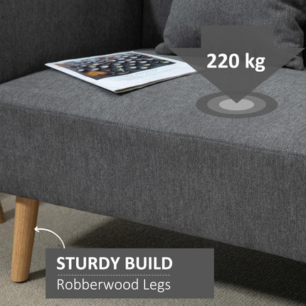 2-Seat Chenille Loveseat Sofa with Rubberwood Legs - Grey