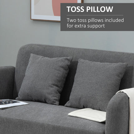 2-Seat Chenille Loveseat Sofa with Rubberwood Legs - Grey
