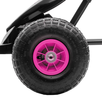 Children's Pedal Go Kart with Adjustable Seat, Handbrake & Inflatable Tyres for Ages 5-12 - Pink