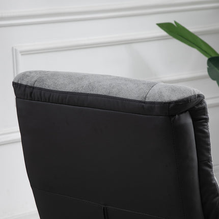 Swivel Recliner Sofa Armchair with Footstool Microfiber Upholstery - Grey