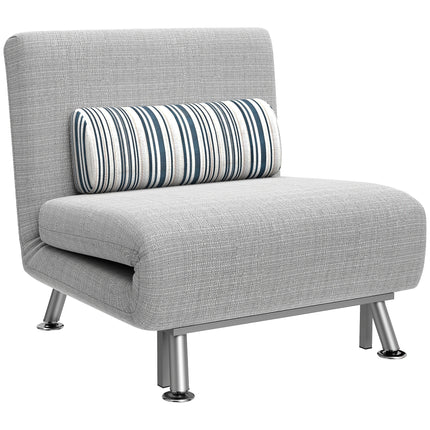 Single Foldable Sofa Bed with Pillow 1 Person Sleeper Lounge - Grey
