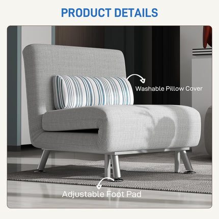 Single Foldable Sofa Bed with Pillow 1 Person Sleeper Lounge - Grey