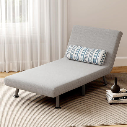 Single Foldable Sofa Bed with Pillow 1 Person Sleeper Lounge - Grey