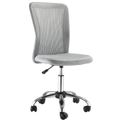 Ergonomic Home Office Mesh Task Chair Armless Mid Back Height Adjustable with Swivel Wheels - Grey