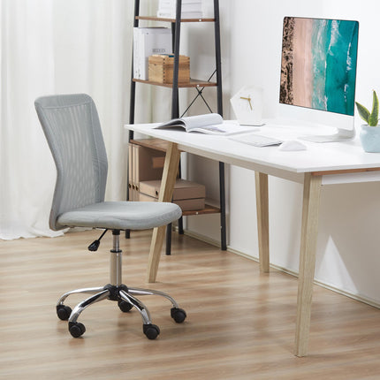 Ergonomic Home Office Mesh Task Chair Armless Mid Back Height Adjustable with Swivel Wheels - Grey