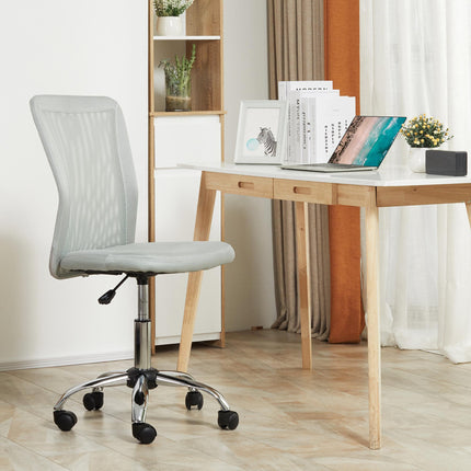 Ergonomic Home Office Mesh Task Chair Armless Mid Back Height Adjustable with Swivel Wheels - Grey