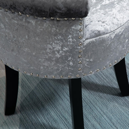 Dressing Table Stool with Rubber Wood Legs and Ice Velvet Seat for Bedroom, Living Room - Grey