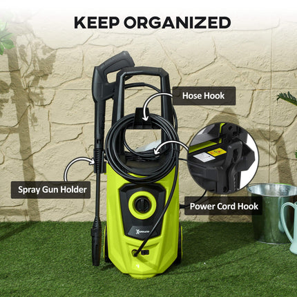 1800W High Pressure Washer 150 Bar 510 L/h Portable Power Jet Wash Cleaner - Green