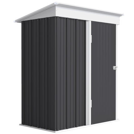 5 Foot Metal Lean-To Garden Shed with Adjustable Shelves - Dark Grey