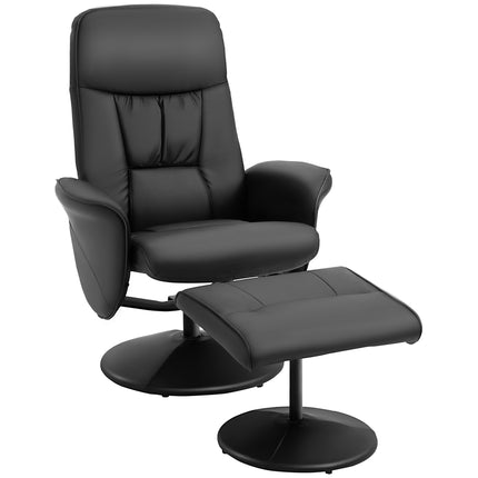 Executive Recliner Chair with Footstool High Back Lounge Armchair - Black