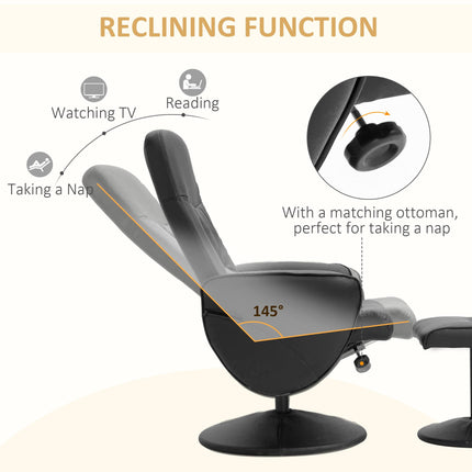 Executive Recliner Chair with Footstool High Back Lounge Armchair - Black