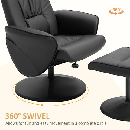 Executive Recliner Chair with Footstool High Back Lounge Armchair - Black