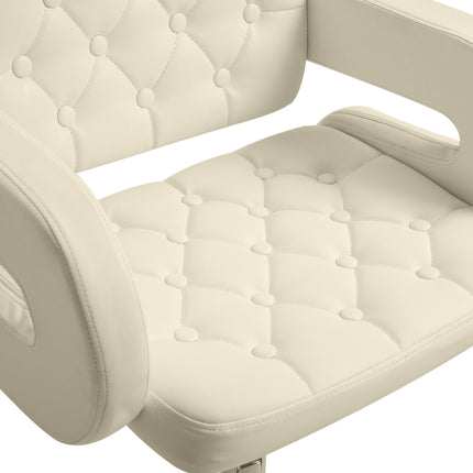 PU Leather Adjustable Swivel Bar Stool with Back, Armrest & Footrest - Cream White