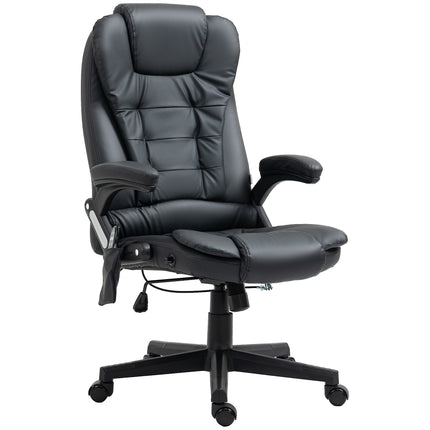High Back PU Leather Massage Office Chair with Heat, Tilt & Recline Function - Black