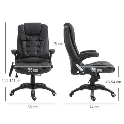 High Back PU Leather Massage Office Chair with Heat, Tilt & Recline Function - Black