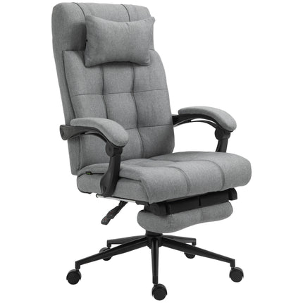 Ergonomic Office Chair with Footrest, Armrests, Lumbar & Headrest Support - Light Grey