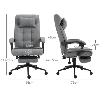 Ergonomic Office Chair with Footrest, Armrests, Lumbar & Headrest Support - Light Grey