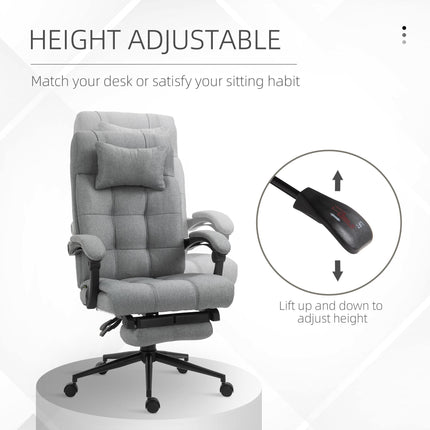 Ergonomic Office Chair with Footrest, Armrests, Lumbar & Headrest Support - Light Grey