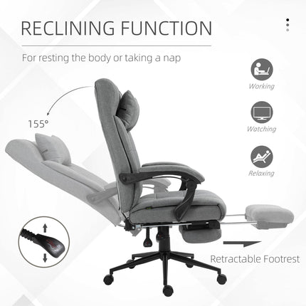 Ergonomic Office Chair with Footrest, Armrests, Lumbar & Headrest Support - Light Grey