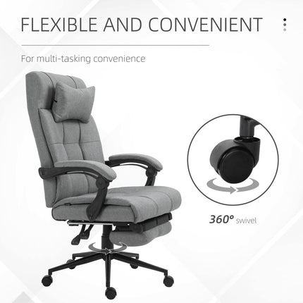 Ergonomic Office Chair with Footrest, Armrests, Lumbar & Headrest Support - Light Grey