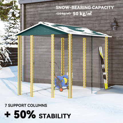 9FT x 6FT Galvanised Metal Garden Shed with Lockable Door and Ventilation - White & Green