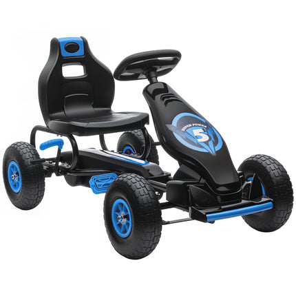 Kids Pedal Go Kart with Adjustable Seat and Inflatable Tyres - Blue