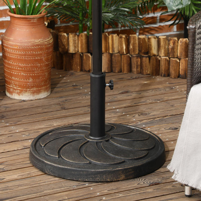 18kg Resin Garden Parasol Base for 38-48mm Poles with Adjustable Knob - Bronze