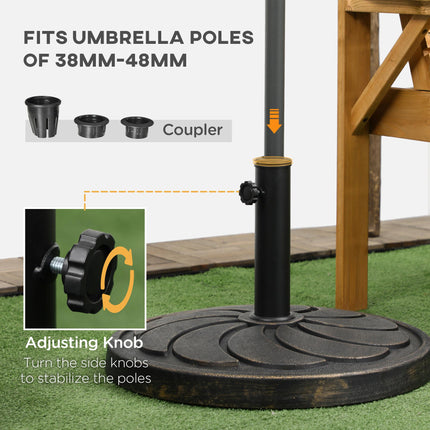 18kg Resin Garden Parasol Base for 38-48mm Poles with Adjustable Knob - Bronze
