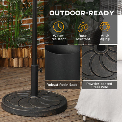 18kg Resin Garden Parasol Base for 38-48mm Poles with Adjustable Knob - Bronze