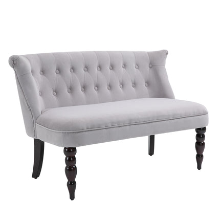 2 Seat Vintage Sofa Lounger with Wood Frame and Button Tufts - Grey
