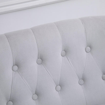 2 Seat Vintage Sofa Lounger with Wood Frame and Button Tufts - Grey