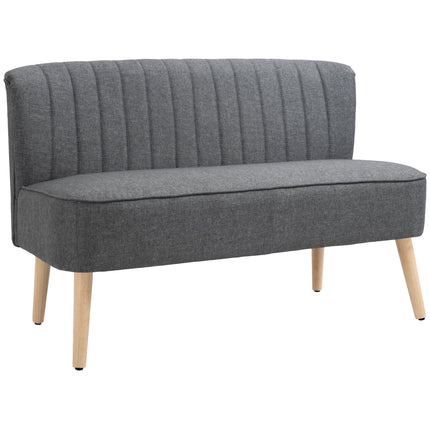 Modern Double Seat Loveseat Sofa with Wood Legs - Grey