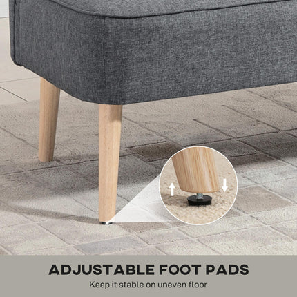 Modern Double Seat Loveseat Sofa with Wood Legs - Grey