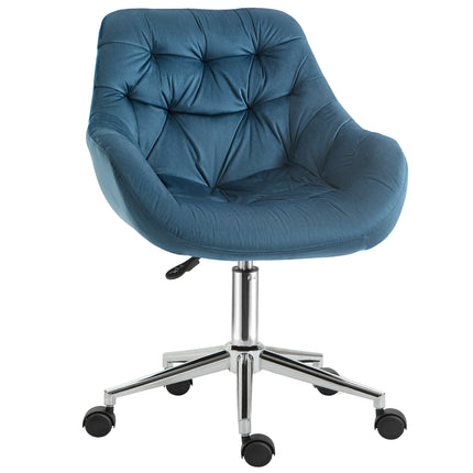 Ergonomic Velvet Home Office Computer Chair with Adjustable Height, Arm & Back Support - Blue