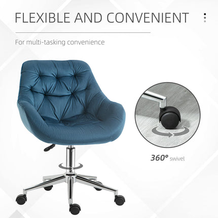 Ergonomic Velvet Home Office Computer Chair with Adjustable Height, Arm & Back Support - Blue